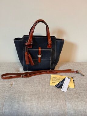 Dooney & Bourke Navy Pebble Leather Satchel